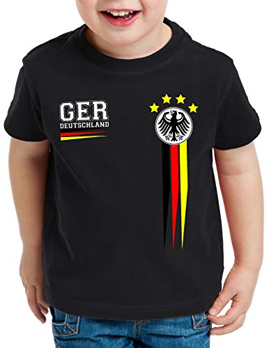 style3 Deutschland Kinder T-Shirt Germany Fußball Europameisterschaft Trikot EM 2020, Farbe:Schwarz, Größe:116 von style3