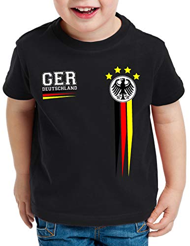 style3 Deutschland EM 2024 Kinder T-Shirt Germany Fußball Europameisterschaft Trikot Europa, Farbe:Schwarz, Größe:152 von style3