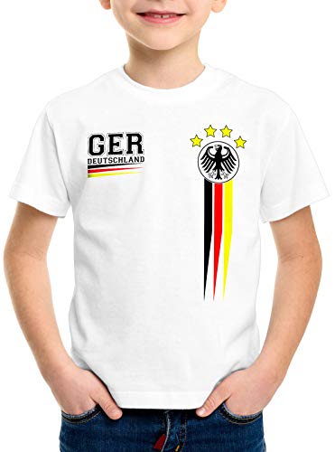 style3 Deutschland EM 2024 Kinder T-Shirt Germany Fußball Europameisterschaft Trikot Europa, Farbe:Weiß, Größe:104 von style3