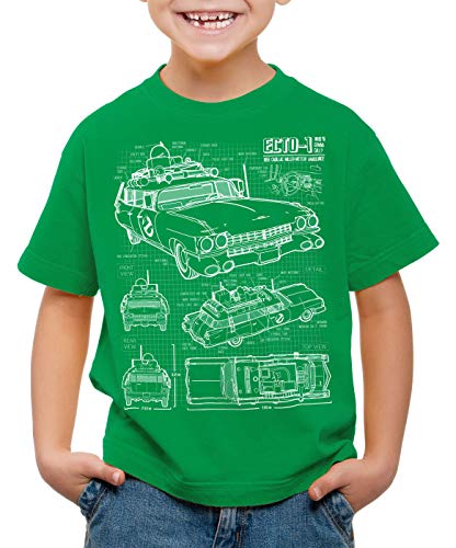 style3 ECTO-1 Blaupause Kinder T-Shirt geisterjäger, Farbe:Grün, Größe:140 von style3