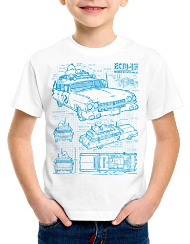style3 ECTO-1 Blaupause Kinder T-Shirt geisterjäger, Farbe:Weiß, Größe:152 von style3