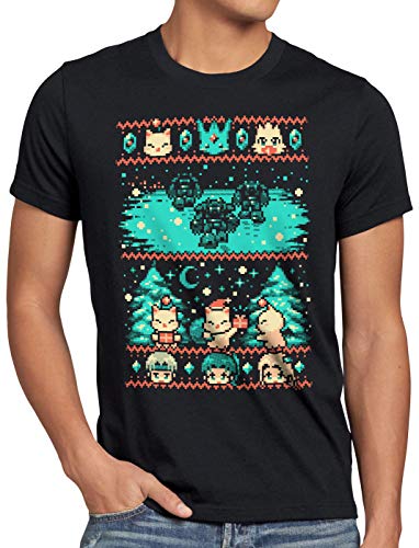 style3 Fantasy Pixel Christmas Sweater Herren T-Shirt final Ugly Pulli Weihnachtspullover, Größe:XXL von style3