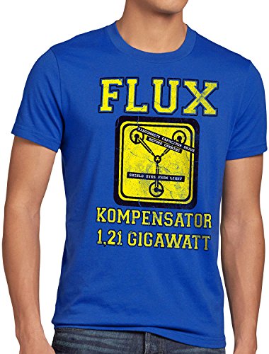 style3 Flux Kompensator Herren T-Shirt Game Gamer Zukunft Zurück Zeitreise, Größe:L;Farbe:Blau von style3