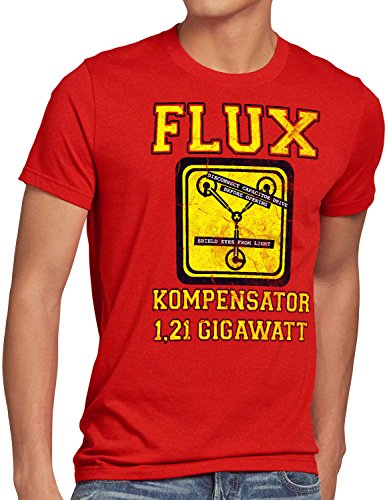 style3 Flux Kompensator Herren T-Shirt McFly Game Gamer Zukunft Zurück Zeitreise, Größe:XXL;Farbe:Rot von style3