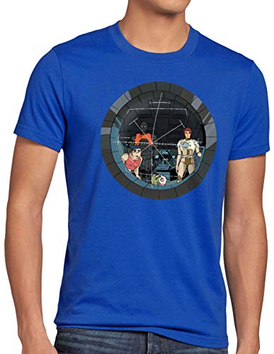 style3 Future Crew Herren T-Shirt Anime Raumschiff Captain, Größe:4XL, Farbe:Blau von style3