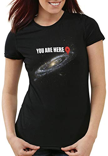 style3 Galaxy - You Are here Damen T-Shirt navigazione via lattea, Größe:S von style3