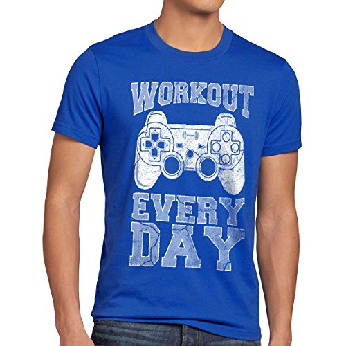 style3 Gamer Workout Herren T-Shirt Play Sport Station Controller ps Game, Größe:L;Farbe:Blau von style3