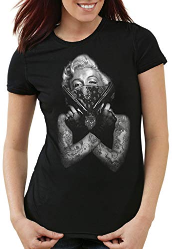 style3 Gangster Marilyn Damen T-Shirt Rock Monroe tätowiert Biker usa, Größe:L von style3