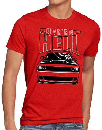 style3 Give em Hell Herren T-Shirt Muscle car Hellcat v8 Challenger, Größe:L von style3