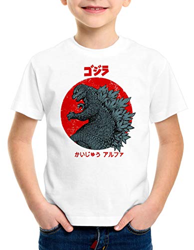 style3 Gojira T-Shirt für Kinder Japan Monster Nippon Tokio Tokyo, Farbe:Weiß, Größe:128 von style3