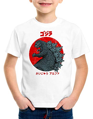 style3 Gojira T-Shirt für Kinder Japan Monster Nippon Tokio Tokyo, Farbe:Weiß, Größe:152 von style3