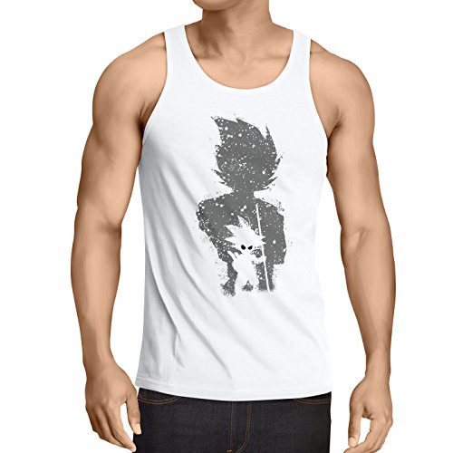 style3 Goku Evolution Herren Tank Top Dragon Son Ball Balls, Größe:XXL;Farbe:Weiß von style3