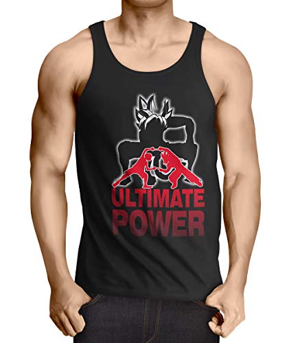 style3 Goku-Luffy Fusion Ultimate Power Herren Tank Top, Größe:L, Farbe:Schwarz von style3