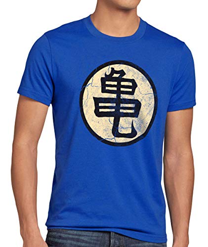 style3 Goku Roshis Turtle School Herren T-Shirt Anime Manga Dojo Kame Roshi House Meister Training, Größe:M, Farbe:Blau von style3