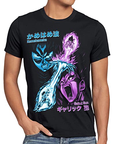 style3 Goku vs. Vegeta Herren T-Shirt Energie Gallic Son Dragon Beam Struggle Ball Anime Schwarz, Größe:XL von style3