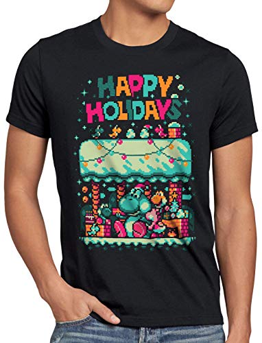 style3 Happy Holidays Sweater Herren T-Shirt 16Bit Xmas Pulli Weihnachtsbaum, Größe:L von style3