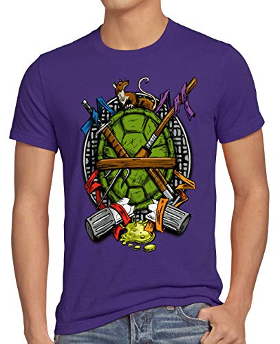 style3 Hero Turtle T-Shirt Herren Turtles Teenage schildkröte Comic Mutant, Größe:3XL, Farbe:Lila von style3
