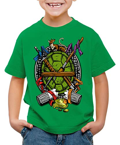 style3 Hero Turtle T-Shirt für Kinder Turtles Teenage schildkröte Comic Mutant, Farbe:Grün, Größe:140 von style3