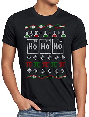 style3 Ho Ho Holmium Ugly Sweater Herren T-Shirt Chemie x-Mas Pulli Weihnachten, Größe:XL, Farbe:Schwarz von style3