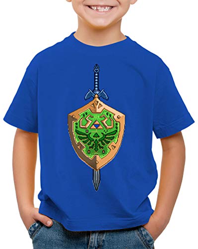style3 Hyrule Pixel T-Shirt für Kinder Switch link 3ds, Farbe:Blau, Größe:128 von style3