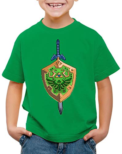 style3 Hyrule Pixel T-Shirt für Kinder Switch link 3ds, Farbe:Grün, Größe:128 von style3
