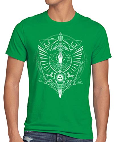 style3 Hyrule Wappen Herren T-Shirt link Gamer, Größe:L, Farbe:Grün von style3