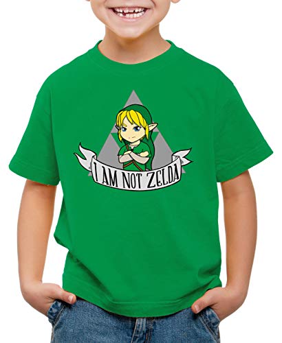 style3 Hyrule Wappen T-Shirt für Kinder link Gamer, Farbe:Grün, Größe:140 von style3