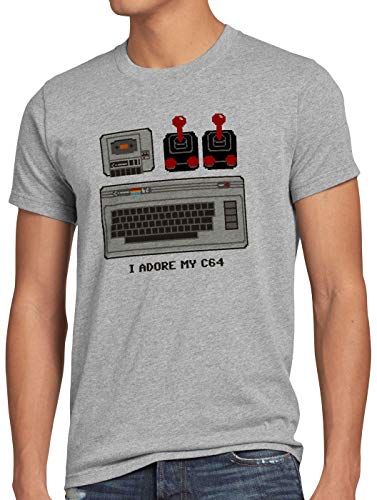 style3 I Adore My C64 Herren T-Shirt heimcomputer Classic, Größe:XL, Farbe:Grau meliert von style3