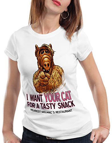style3 I Want Your Cat Damen T-Shirt alf melmac Sitcom, Größe:L von style3