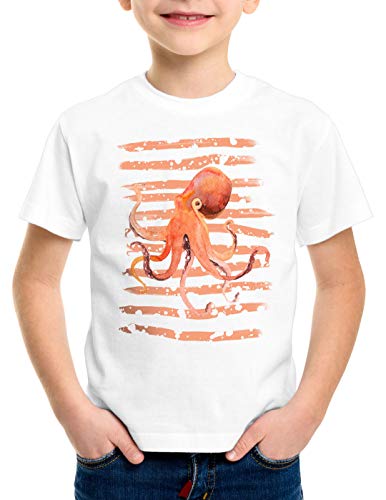 style3 Inked T-Shirt für Kinder oktopus Octopus tintenfisch Strand Urlaub, Größe:128 von style3