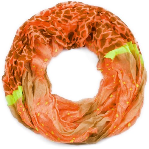 style3 Leichter Sommer-Schal Loop mit Blumen-Muster und Neon-Farben, SCHAL Farbe:Orange von style3