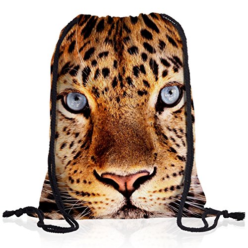 style3 Leopardenkopf Rucksack Tasche Turnbeutel Sport Jute Beutel Leopard von style3