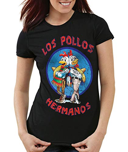 style3 Los Pollos T-Shirt Damen, Farbe:Schwarz, Größe:M von style3