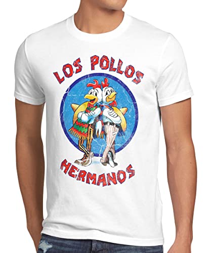 style3 Los Pollos T-Shirt Herren, Größe:5XL, Farbe:Weiß von style3