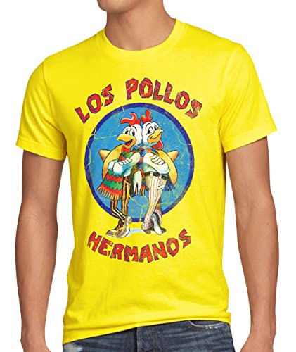 style3 Los Pollos T-Shirt Herren, Größe:L, Farbe:Gelb von style3