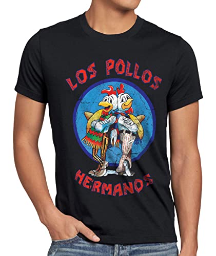 style3 Los Pollos T-Shirt Herren, Größe:XXL, Farbe:Schwarz von style3