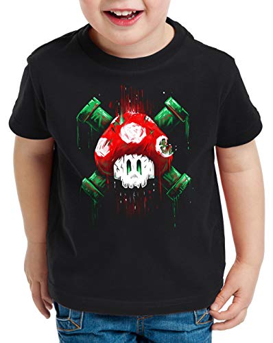 style3 Mario Totenkopf T-Shirt für Kinder Videospiel Konsole super World, Farbe:Schwarz, Größe:164 von style3