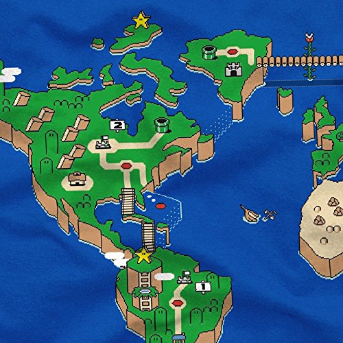 style3 Mario Weltkarte Herren T-Shirt super Videospiel Konsole SNES n64, Größe:M von style3