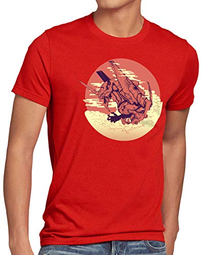 style3 Mecha Morgen Herren T-Shirt neo tokyo3 Evangelion, Größe:XXL, Farbe:Rot von style3