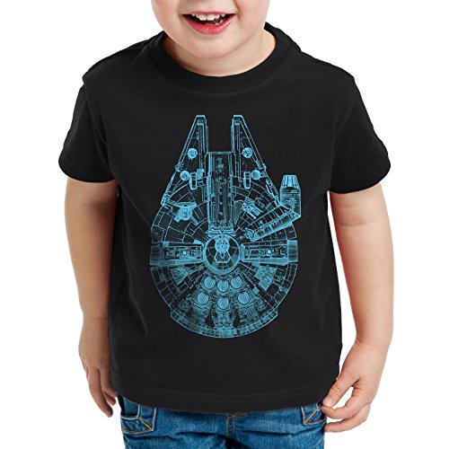 style3 Millennium Falcon T-Shirt für Kinder falkon rasender Falke, Größe:128 von style3