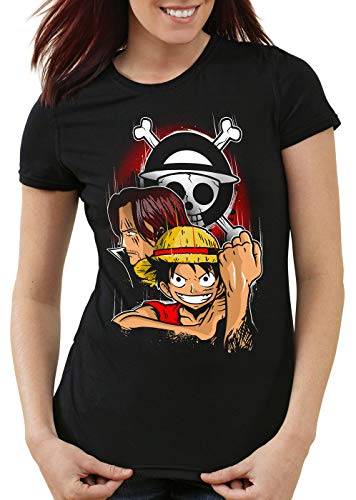 style3 Monkey D. Ruffy Damen T-Shirt Strohhut Bande Anime Manga, Größe:XL von style3