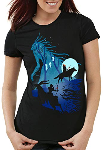 style3 Mononoke Vollmond Damen T-Shirt Wolf Prinzessin Anime, Größe:S von style3