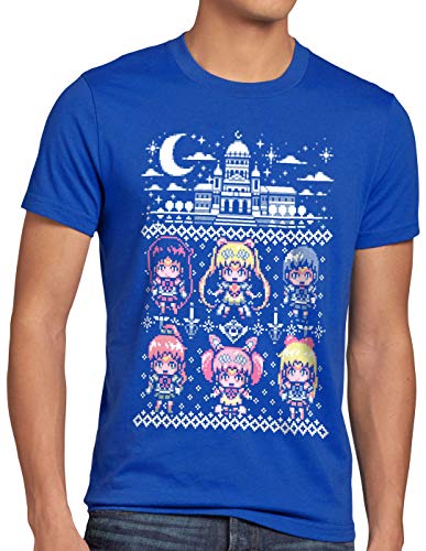 style3 Moon Pixel Christmas Sweater Herren T-Shirt Sailor Ugly Pulli Weihnachtspullover, Größe:3XL von style3