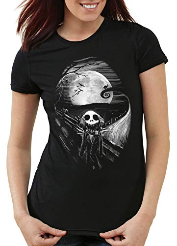 style3 Munch Nightmare Damen T-Shirt Skellington Jack schrei Christmas Before Weihnachten Edward, Größe:S von style3