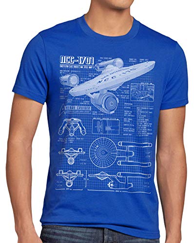 style3 NCC-1701 Blaupause T-Shirt Herren Christopher Pike Trek Trekkie Star, Größe:4XL, Farbe:Blau style3 NCC-1701 Blaupause T-Shirt Herren Christopher Pike Trek Trekkie Star, Größe:4XL, Farbe:Blau von style3