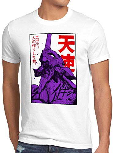 style3 Neo-Tokyo 3 Rage Herren T-Shirt Evangelion Anime japanisch, Größe:L, Farbe:Weiß von style3