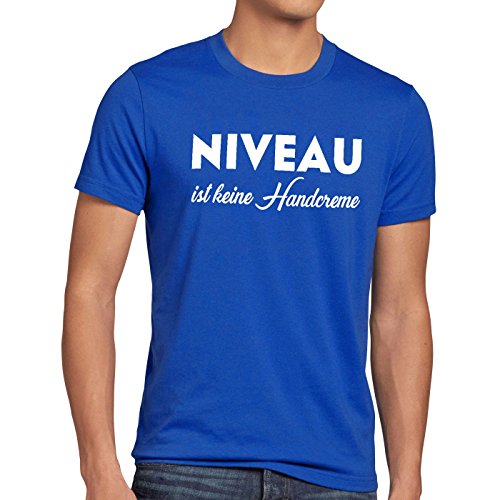 style3 Niveau ist Keine Handcreme Herren T-Shirt Creme Funshirt Spruch, Größe:XXXL, Farbe:Blau von style3