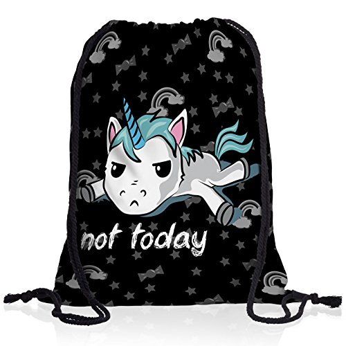 style3 Not Today Unicorn Einhorn Rucksack Tasche Turnbeutel Sport Jute Beutel, Rucksack Farbe:Motiv 1 von style3