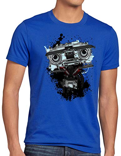 style3 Nummer 5 Herren T-Shirt Johnny fünf Roboter Short Circuit, Größe:L, Farbe:Blau von style3