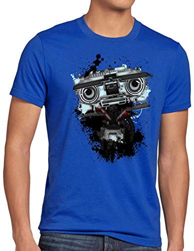style3 Nummer 5 Herren T-Shirt Johnny fünf Roboter Short Circuit, Größe:XL, Farbe:Blau von style3